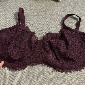 Victoria’s Secret dark purple unlined lace bra